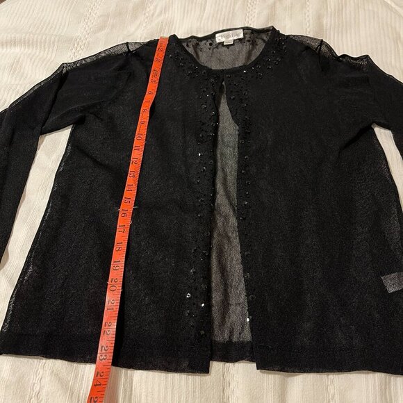 Vintage Whimsygoth Sheer Beaded Sequin Cardigan Black - Picture 12 of 14